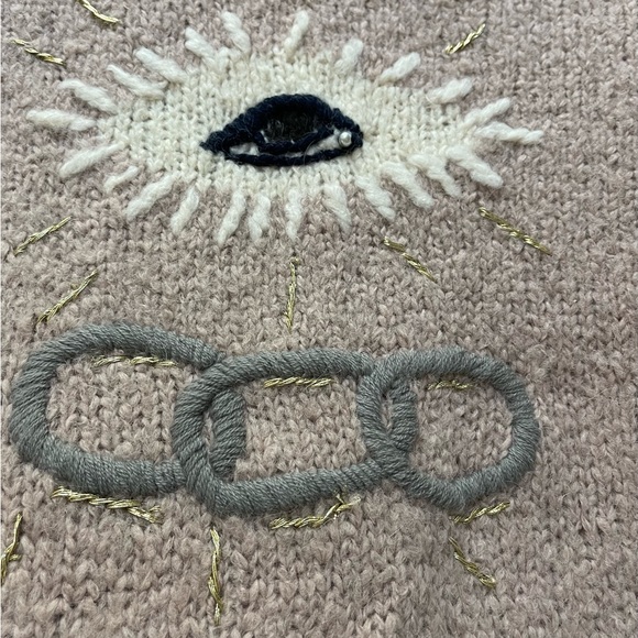 RAQUEL ALLEGRA DUSTY ROSE PINK EYE EMBROIDERED ALPACA CARDIGAN 1 OR S - Picture 8 of 13